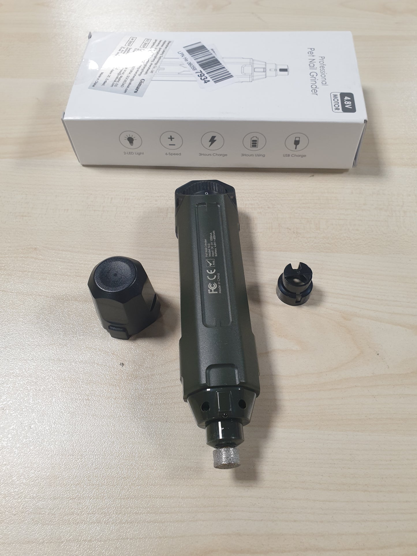 250920 - Gimars Grim për thonj për qen, 6 shpejtësi, 12000RPM i rregullueshëm me USB, jeshile ushtarake