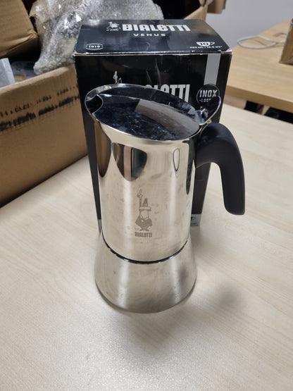 221348 - BIALETTI Venus Induction i Ri, Makinë kafeje Espresso prej çeliku inox, e përshtatshme për të gjitha llojet e sobave, 10 gota (460 ml), Alumini, Argjend