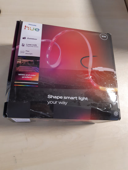 157009 - PHILIPS HUE Shirit LED Flux për ambiente të jashtme, 10m, 3,000lm, shumëngjyrësh, dritë fleksibile, përzierje ngjyrash Chromasync™, rezistente ndaj motit, kontrolli permes zërit dhe aplikacionit