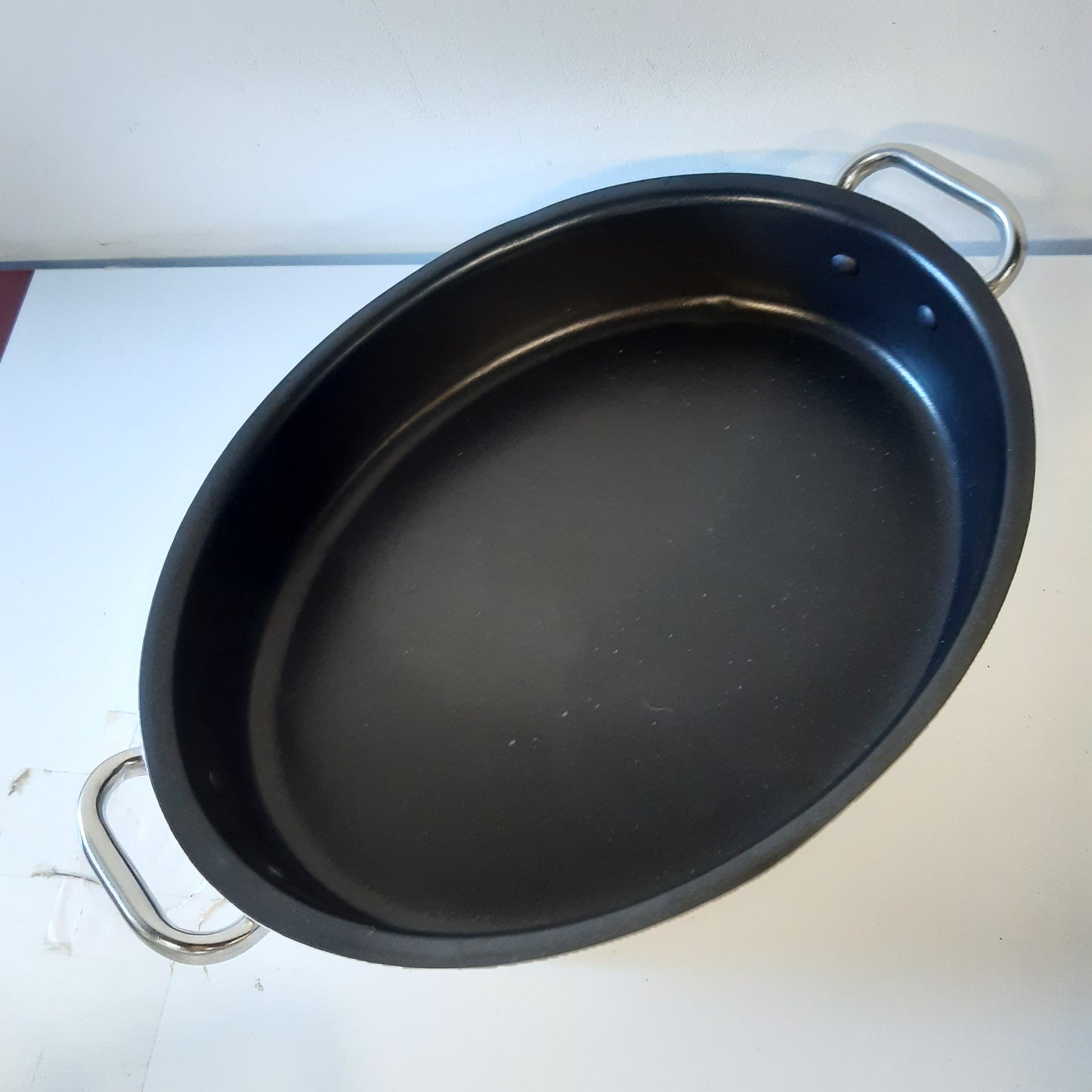 221191 - AGNELLI Tavë Ovale për Peshk me 2 Doreza Çelik Inoks, Argjend, 34 cm