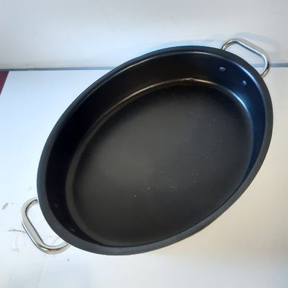 221191 - AGNELLI Tavë Ovale për Peshk me 2 Doreza Çelik Inoks, Argjend, 34 cm