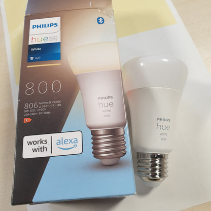 252634 - PHILIPS HUE - Dritë LED e Bardhë E27, pako me 1 llambë (806 lm), llambë LED e errësueshme, kontroll inteligjent të dritës nëpërmjet zërit dhe aplikacionit