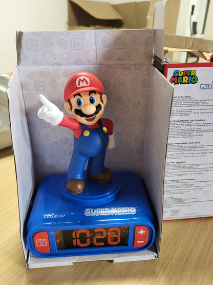 255637 - LEXIBOOK Orë me zile Nintendo Super Mario, për moshat 3+, ekran LCD dixhital, dritë nate për fëmijë, blu/e kuqe RL800NI
