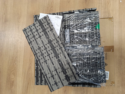 244471 - VIDAXL Divan i mesëm për kopsht me jastëkë, ngjyrë gri prej poliesteri, prej ratani