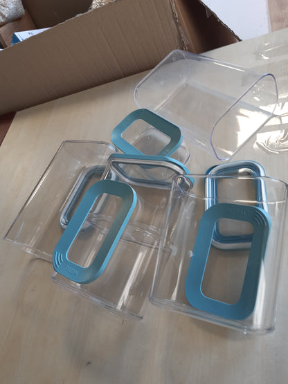255408 - MEPAL Set me 6 enë Modula për ruajtjen e ushqimit, enë kuzhine me kapakë, depozitim në kuzhinë, të grumbullueshme dhe hermetike, 2 x 2000 ml, 2 x 1000 ml, 1 x 1500 ml dhe 1 x 425 ml, Nordic Green