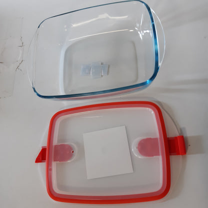 261916 - PYREX Enë qelqi drejtkëndëshe me kapak hermetik për mikrovalë, për ruajtjen e ushqimit, Furrë Gatuaj, ruaj dhe ngroh përsëri