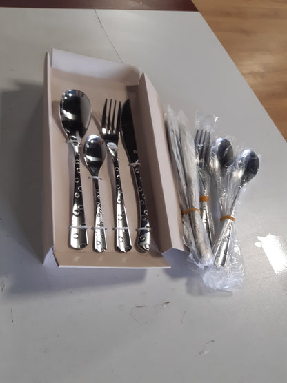 195633 - AMEFA - Set me 24 Pjese Takëmash Inox për 6 Persona me Përfundim të Lëmuar - Modeli Flokë Dëbore