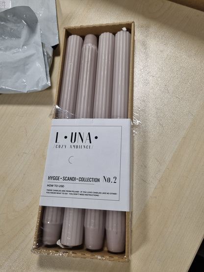 229155 - DONAU HOME Set qirinjsh të gjatë konikë, 4 copë, 30 x Ø 2.50 cm, pa aromë, me vija, për dekorim, djegie 10 orë