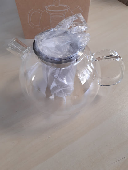 201277 - ECOOE Çajnik Qelqi 1500ml me Kullesë Çaji, Rezistent ndaj Nxehtësisë, Material Transparent Qelqi dhe Çeliku Inox, Për Çaj të Zi, Çaj Jeshil, Çaj Frutash Aromatik