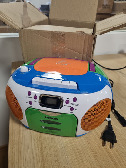 85658 - LENCO SCD-971 - Kasetofon & CD Radio për Fëmijë me Altoparlantë Stereo, Prizë për Kufje dhe Memorie Pistash - Shumëngjyrëshe