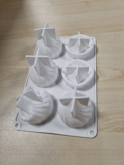 242433 - TUKEVA Forma silikoni me 6 vrima për pjekje me mus ëmbëlsire, forma për pjekje me mus 3D, forma silikoni 3D, forma silikoni me qepë për përgatitjen e çokollatës, ëmbëlsirave, peltesë, pudingut, musit, peltesë (e bardhë)
