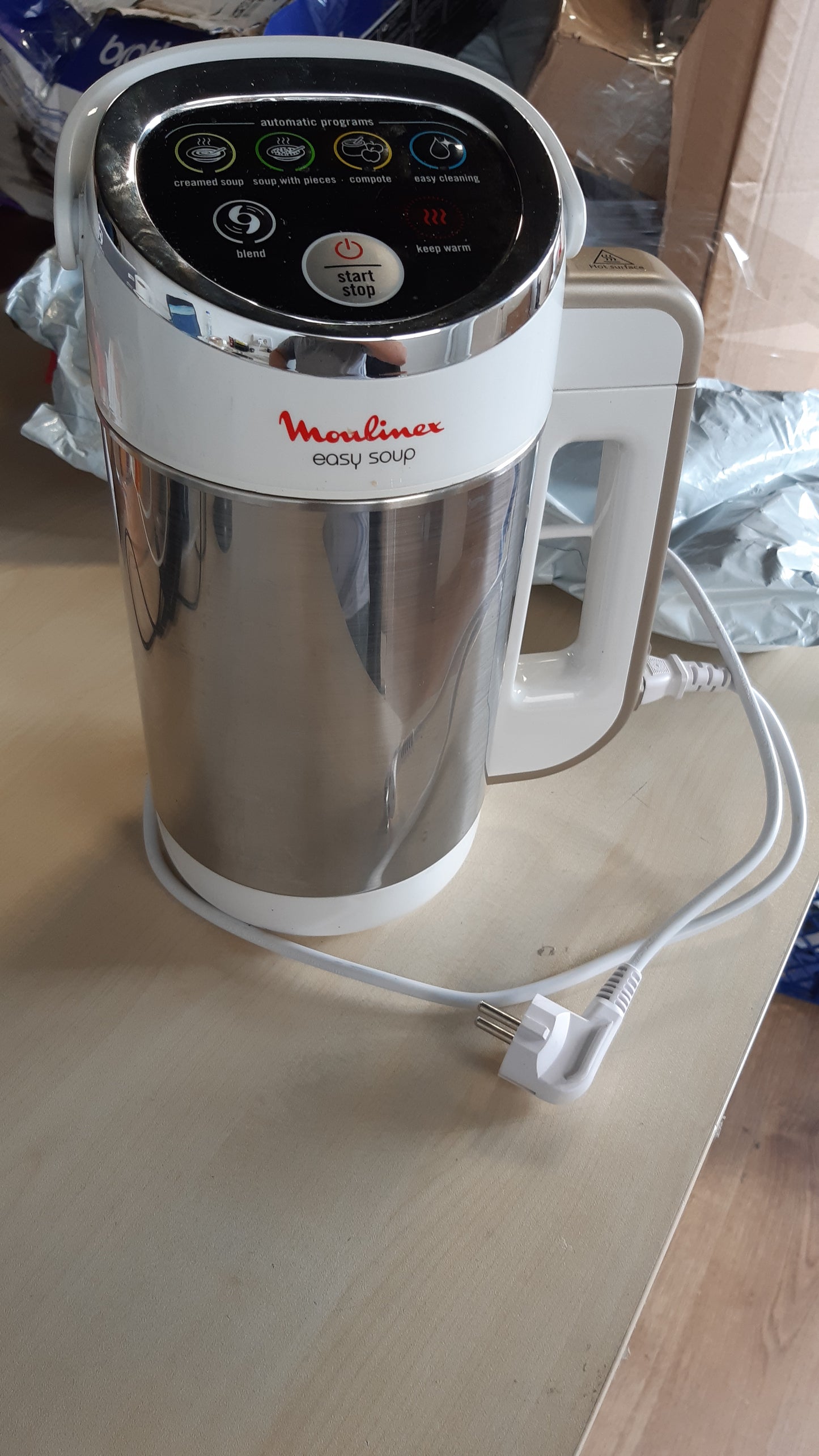 162082 - MOULINEX LM841110 Easy Soup, Pajisje Përgatitjeje Supash prej Çeliku Inox, 1.2 Litra, 4 Programe Gatimi, Funksion Mbajtjeje Ngrohtësie, e përshtatshme për Supa dhe Smoothie