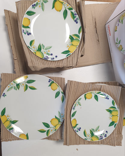 245141 - EXCELSA Set enësh darke Lemon me 15 pjesë, porcelani, i bardhë/limon