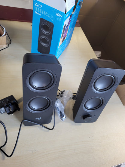 268140 - LOGITECH Z207 Sistem altoparlantësh Bluetooth për PC, Zë stereo, Fuqi 10W, Hyrje audio 3.5 mm, Prizë BE/FR, i Zi