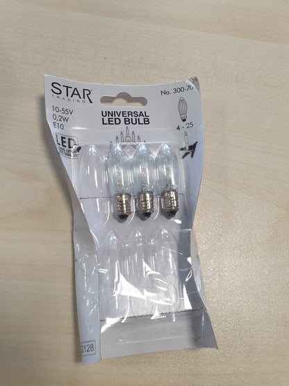 254095 - STAR TRADING Set me 3 llamba LED universale E10, të bardha të ngrohta, 0.2W, 5 lumen secila, lartësia: 4.5 cm