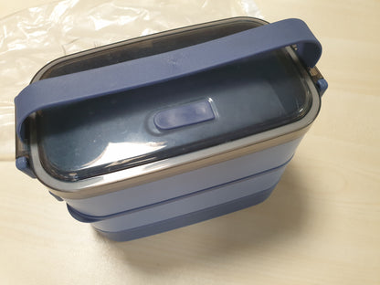 223660 - OITUGG Kutia e Drekës - Kuti Dreke me 3 Kate për të Rritur - Kuti Bento 2200ml, me Takëm dhe 3 Ndarje të Rregullueshme, Pa BPA, e Sigurt për Mikrovalë, Blu, 19.5 x 11.2 x 15 cm, pa Çelik Inoks të Brendshëm