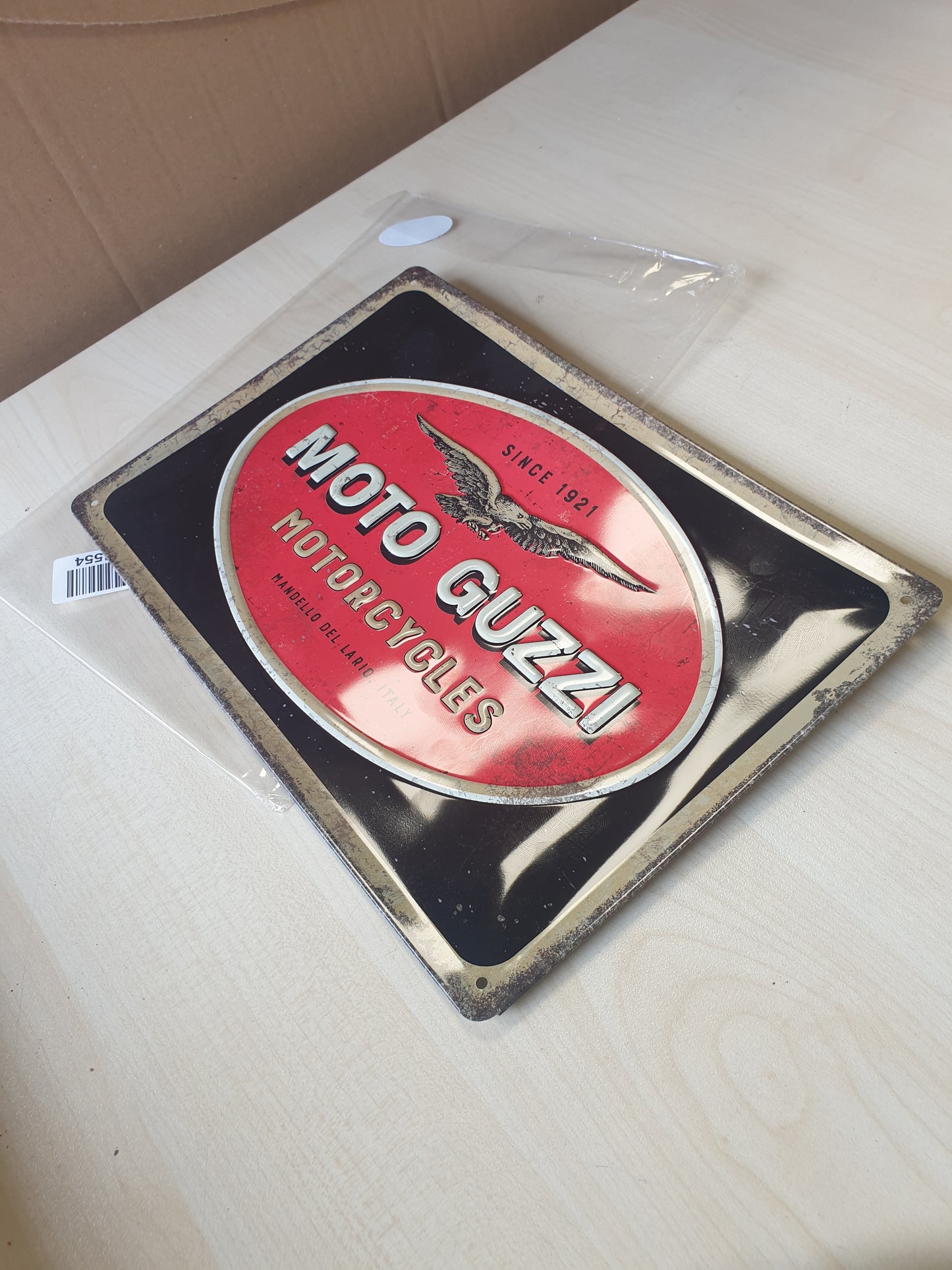 252972 - Tabelë Retro kallaji, 20 x 30 cm, Moto Guzzi – Logo Motoçikletash, Produkt Zyrtar i Licencuar, Dizajn Vintage