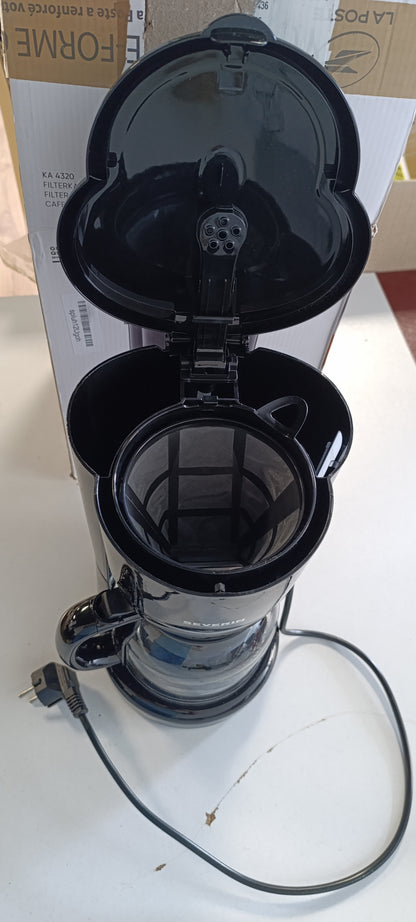 162453 - SEVERIN - Makinë Kafeje Amerikane me Filter dhe Kapacitet prej 10 Filxhanësh, 1.25L, me Enë Qelqi Anti-Pikim, Pllakë Ngrohëse dhe Mbyllje Automatike, Ngjyre e Zezë, Modeli KA 4320