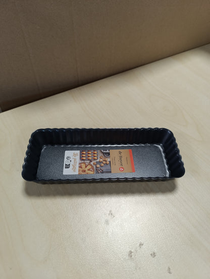 248600 - DE BUYER Tavë drejtkëndëshe për tartë me bazë të lëvizshme në çelik jo-ngjitës - 35.5 x 10.2 cm - E zezë