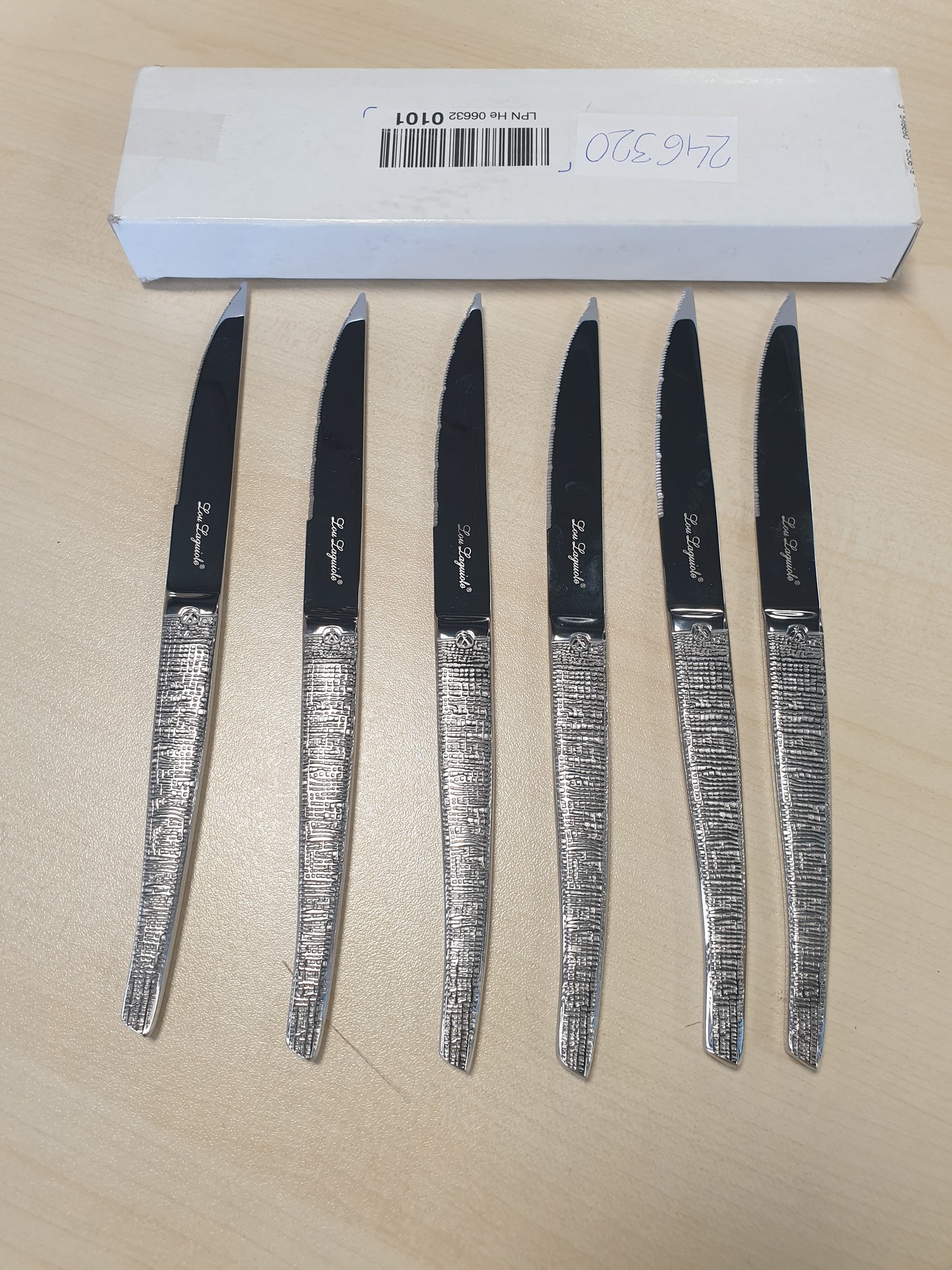 246320 - LOU LAGUIOLE - Set me 6 thika për biftek Jet, çelik inox 18/0, gjatësi 224 mm