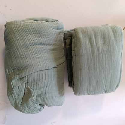 221254 - BLUMTAL Set çarçafësh Muslin, 4 copë: 2 x 135x200 cm + 2 x 40x80 cm, i çertifikuar Oeko-TEX, 100% pambuk, i larë në 40°C, jeshile
