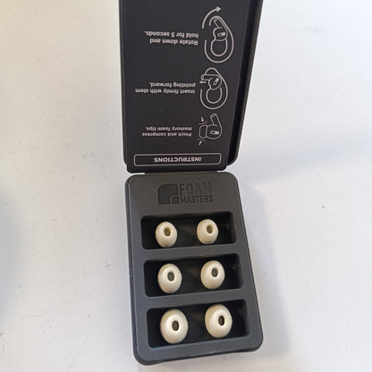 268169 - Maja veshësh Foam Masters – Memory Foam për AirPods Pro (gjenerata e parë dhe e dytë), 3 palë, Madhësi S/M/L, Të Bardha