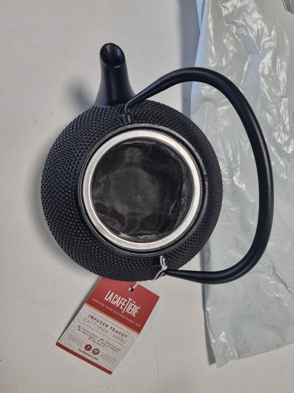 221779 - Çajnik japonez për kafe/çaj prej gize 600ml me shportë infuzioni, 3 gota (e zezë)