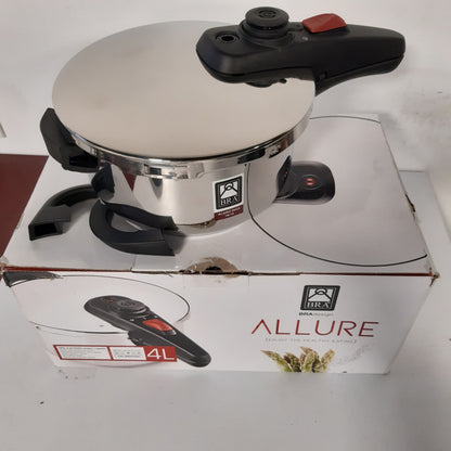 255182 - BRA Allure Tenxhere me presion 4 litra, çelik inox 18/10, 2 programe gatimi, sistem mbylljeje hapjeje, e përshtatshme për të gjitha llojet e kuzhinave
