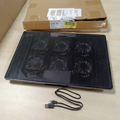 268623 - AMAZON BASICS Mbështetëse për Laptop me 6 Ventilatorë të Qetë, për Laptopë 12-17 inç, me Porta USB-A dhe USB-C, e Rregullueshme në Lartësi