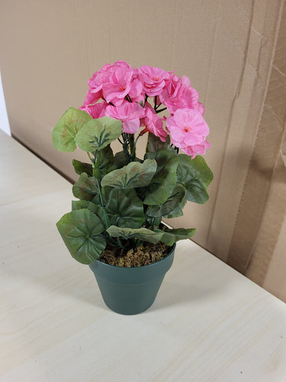 214761 - FLAIR FLOWER Geranium Artificial në Vazo - Shkurre Geranium - Bimë Lulesh - Lule Artificiale - Dekorim Tavoline - Bimë Dekorative - Bimë e Brendshme - 090128RS - Rozë