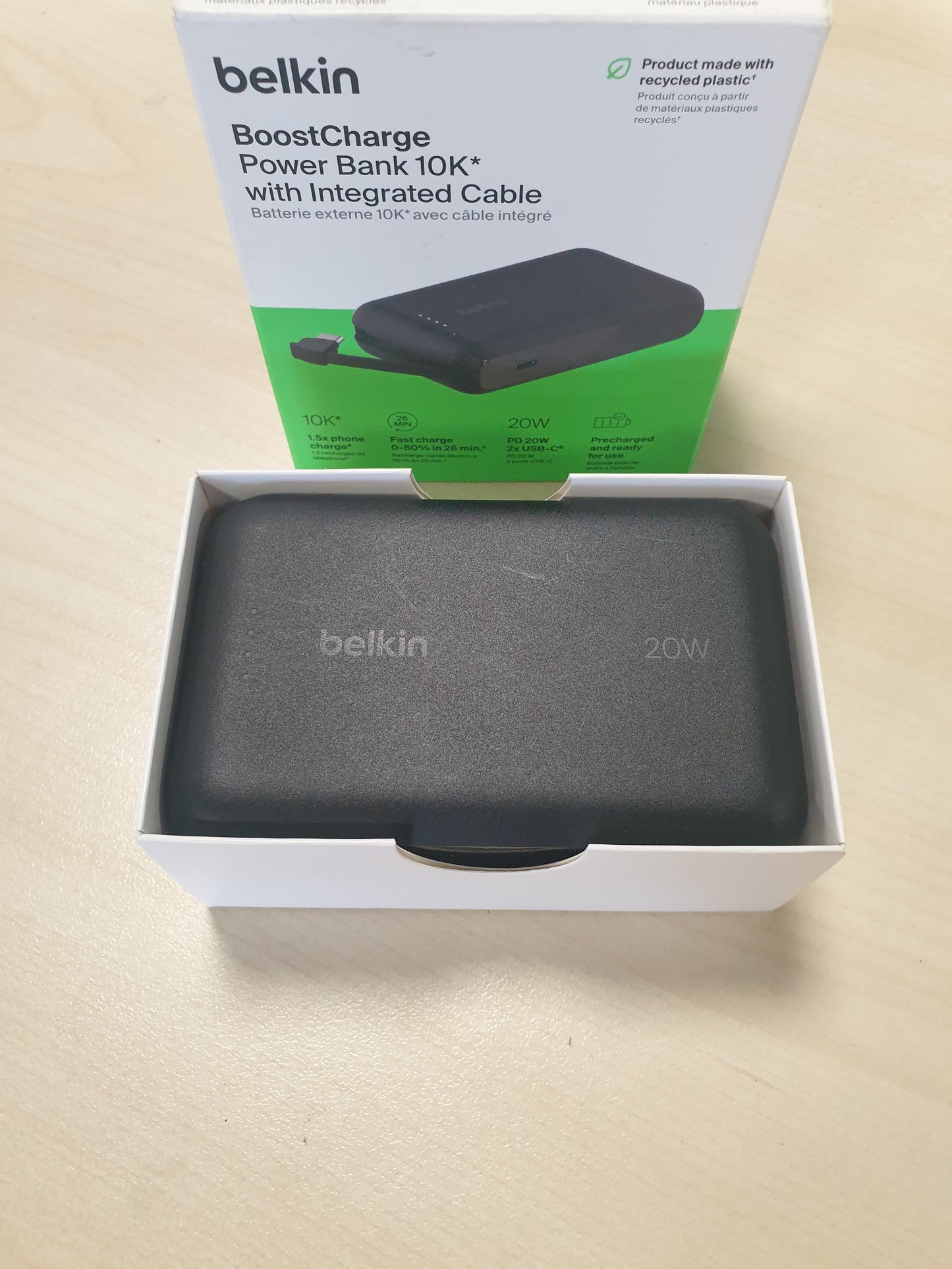 268364 - Belkin BoostCharge Bankë energjie portative 10000mAh, PD 20W, Dërgim energjie USB-C për karikim të shpejtë