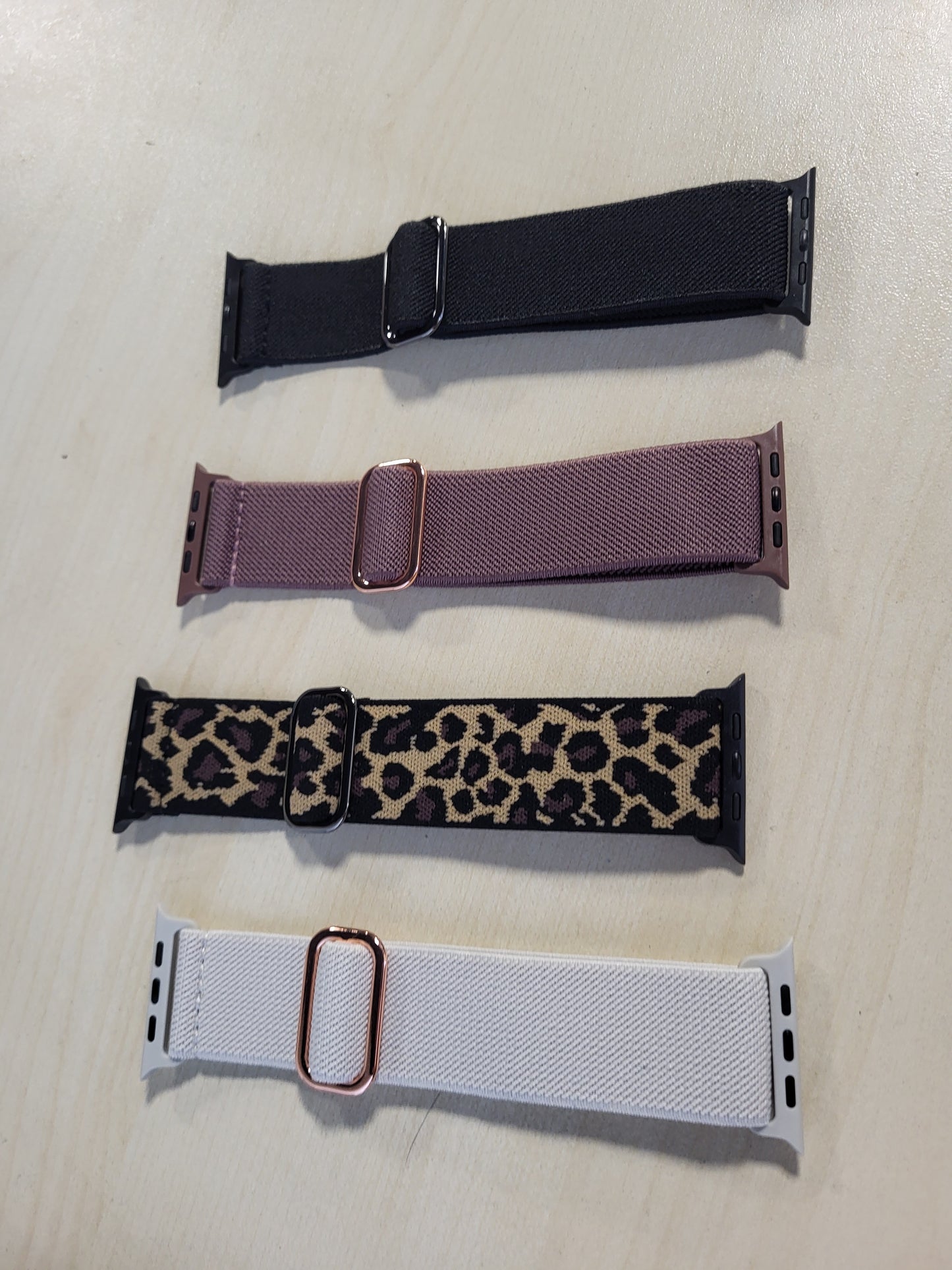 267248 - OIELAI Rrip Dore me 4 Unaza, për Apple Watch 44mm 45mm 46mm 42mm 49mm, Najlon, i Zi/Leopard/Bezhë/Vjollcë Tym