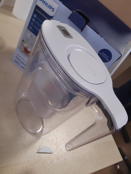 195231 - PHILIPS Karafe Filtri Uji me 4 Fishekë Zëvendësues, Kohëmatës Elektronik, Rrjedhje e Shpejtë, Filtra Klori, Gurguri, Metale të Rënda dhe Mikroplastika, Kapacitet 2.6L