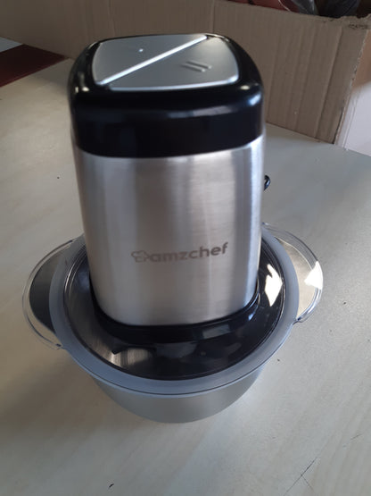 162419 - AMZCHEF Prerës Elektrik Ushqimi 500W, me Tas Çelik Inoks 1.5L dhe 4 Tehe të Mprehta, Shumëfunksional për Fruta, Perime, Mish, Erëza
