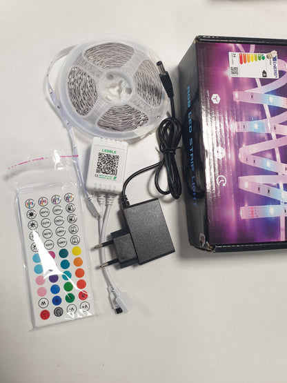 168739 - HOVVIDA Shirit LED 10M, 1x10M, 30 LED/metër, 24V RGB, 300 LED, Më Kontrollues APLIKACION dhe Telekomandë, Sinkronizim Muzikor, Modalitet Kohëmatësi, Përshtatshëm për Dhomë Gjumi, Dhomë Lojërash, Festë, Festival