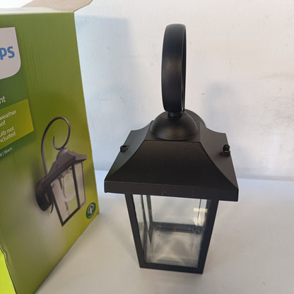 222669 - PHILIPS Llambë Muri Buzzard, 60 W, Prizë E27, rezistent ndaj spërkatjeve, llambë e jashtme, llambë muri e zezë