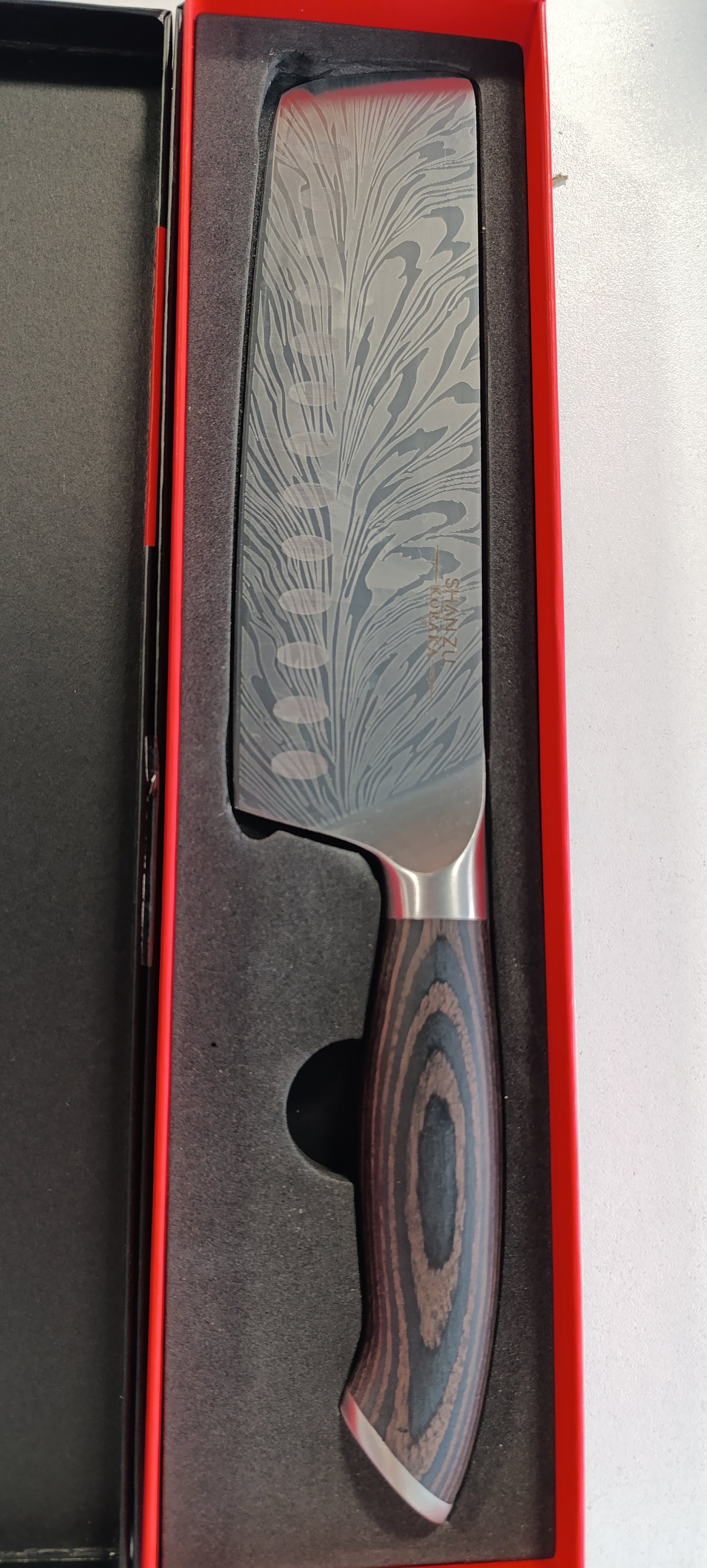 184166 - SHAN ZU Thikë Kuzhine Nakiri 18cm, Çelik Pluhur, Prerëse Perimesh me Karbon të Lartë 63 HRC, Mprehtësi 12°, Dorezë Ergonomike prej Druri Pakka