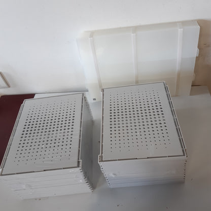 221818 - SONGMICS Kuti plastike për këpucë, Set me 12 organizues, e palosshme dhe e grumbullueshme, për atlete deri në madhësinë 46, Transparente dhe e bardhë LSP12MWT