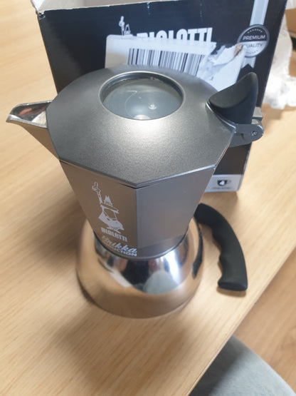 260452 - BIALETTI Makinë kafeje me induksion Brikka, 4 filxhanë (170 ml), Espresso në stilin e barit, e përshtatshme për të gjitha llojet e sobave, argjendi