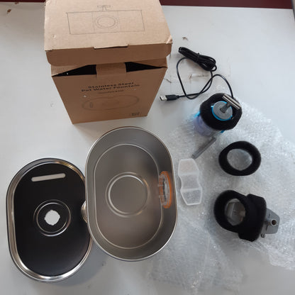 228300 - INVENGO Shatërvan për Mace prej Çeliku, Dispenser Automatik 2.2L, Shatërvan i Heshtur me Filtër 5 Shtresa, Dy Priza Uji - 4 Filtra + 4 Sfungjerë