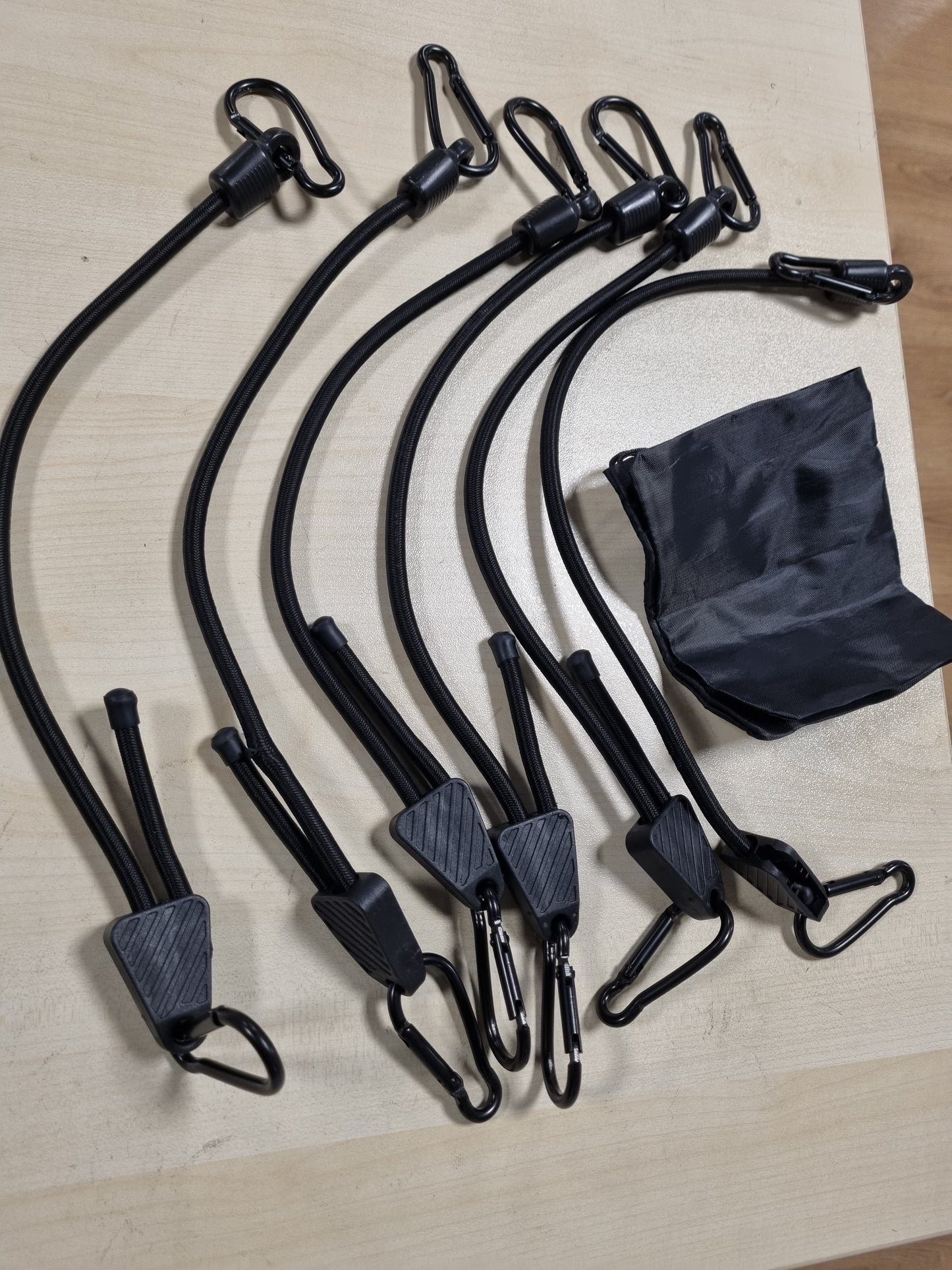 242665 - Korda Bungee Elastike me Karabinera të Rregullueshme, 6 copë 100% Lateks, 45CM, Korda Bungee Rezistent ndaj Rrezeve UV me Grepa për Kamping, Tenda, Motoçikleta