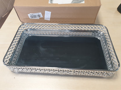 222115 - BSTKEY Ndarje për Pasqyrë Kozmetike, 35x20 cm, Organizator për Banjën dhe Dhomën e Gjumit, Argjend