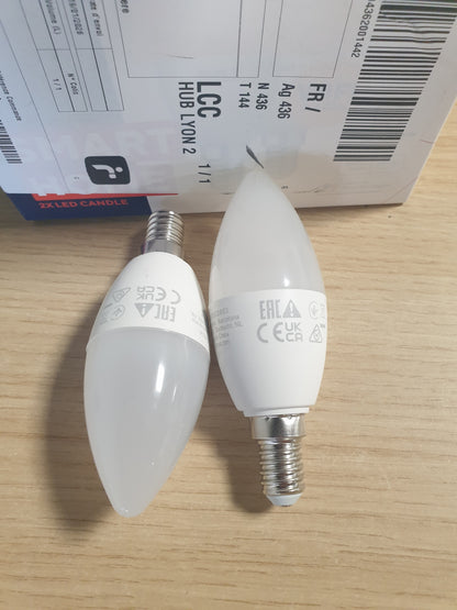 214839 - Llampa inteligjente Trust WIFI E14, e pajtueshme me Alexa dhe Google Home, Llampa LED E14 me errësim, nuk kërkon qendër, Llampa LED 2.4GHz, Llampa WiFi, Dritë e bardhë e ngrohtë deri në të ftohtë - Pako me 2 copë