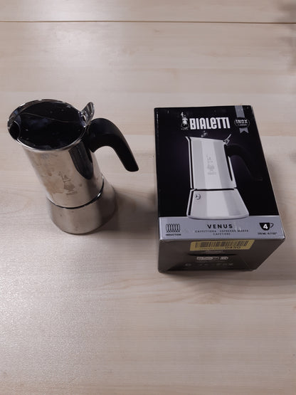 231971 - BIALETTI Makinë espresso Venus Induction, çelik inox, për të gjitha llojet e pjatave, kapacitet 4 filxhanë (170 ml), argjendi