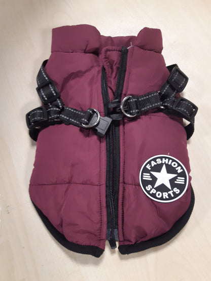 201289 - VOARGE Xhaketë Dimërore për Qen të Vegjël, E papërshkueshme nga uji, Material i lahet në lavatriçe, Dizajn me Vija Reflektuese dhe Unazë D e Qëndrueshme, Madhësia M (Vjollcë)