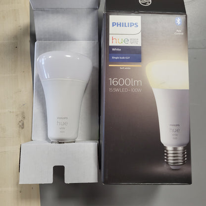 261211 - PHILIPS HUE White E27, 1600lm, dritë e bardhë e ngrohtë, e errësueshme, kontroll nëpërmjet aplikacionit, e pajtueshme me Amazon Alexa