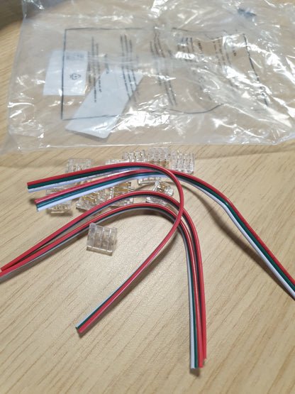 258251 - BTF-LIGHTING Kit Konektori SMD 3-pin 10 mm, 12 copë Konektori Transparent, 4 copë Kabllo Zgjatimi 22AWG me gjatësi 15 cm, Pllakë Kabllosh/Pllakë Saldimi pa Hapësirë dhe Lidhje LED me 3 kunja në Kënd