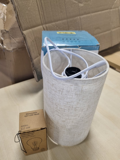 215401 - WONDLUMI Llambë nate me errësim dhe funksion karikimi USB, llambë tavoline moderne E27, përfshirë llambë LED të bardhë të ngrohtë 6W.