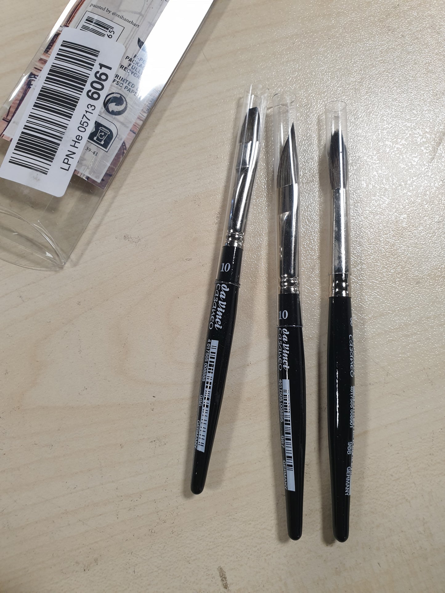 250260 - da Vinci CASANEO Set furçash me bojëra uji XS, Fibra sintetike, për artistë, prodhuar në Gjermani, Madhësia 0