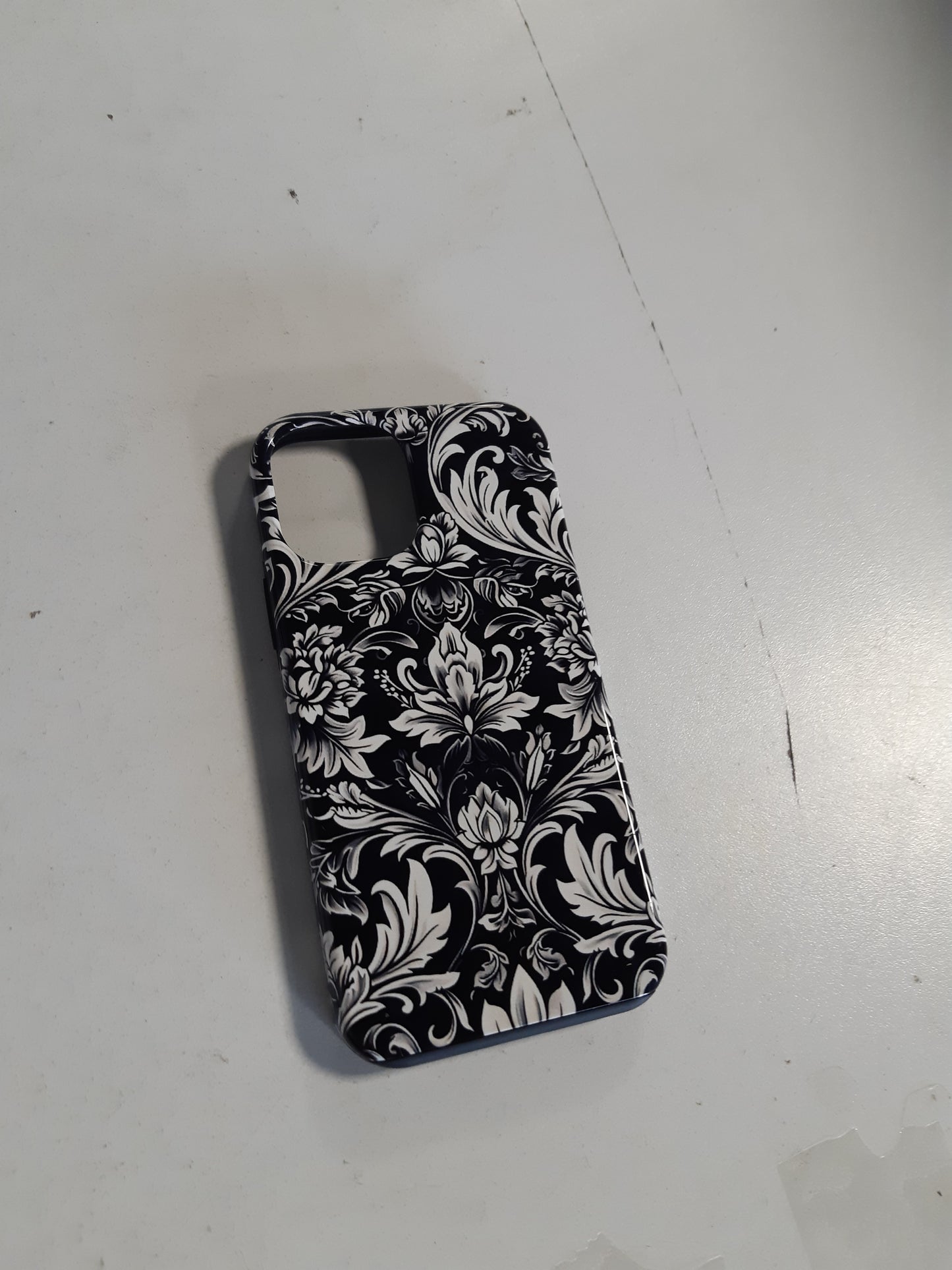 266756 - Mbështjellës për iPhone 12/12 Pro, Elegant Barok Lule Botanike Gotik i Errët Viktorian
